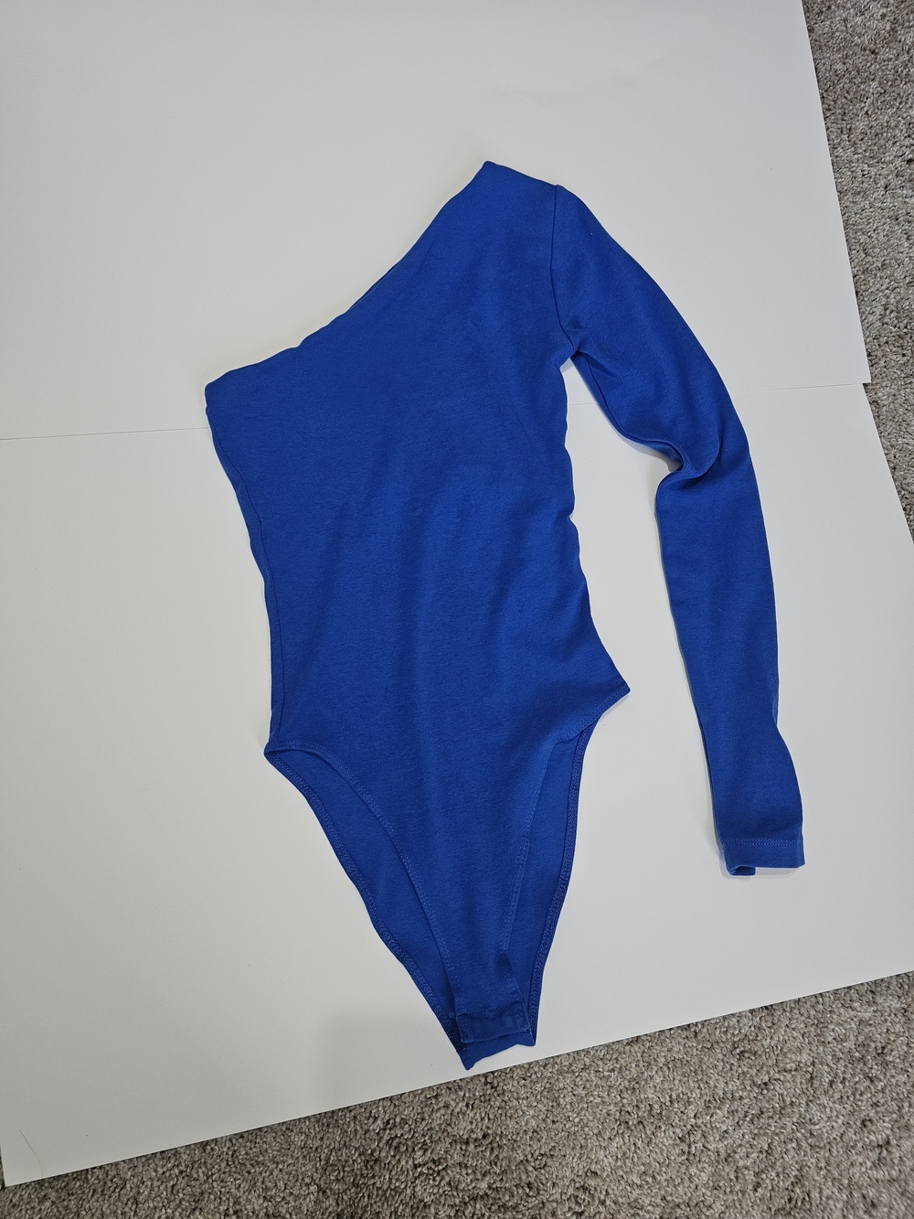 Zara Cobalt One-Shoulder Long-Sleeve Bodysuit